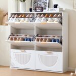 Nmonet - meuble à chaussures 118x115x25 cm, armoire à chaussures style moderne avec 6 compartiments pour ... Nmonet - meuble à chaussures 118x115x25 cm, armoire à chaussures style moderne avec 6 compartiments pour ...