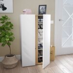 Terre de nuit - meuble à chaussures avec 2 portes et 6 étagères réglables blanc Terre de nuit - meuble à chaussures avec 2 portes et 6 étagères réglables blanc