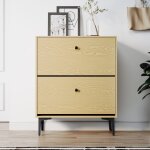 Sirhona - meuble  chaussures  2 portes armoire chaussures moderne meubles couleur bois, 80x30x95 cm ...