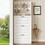 Meuble  chaussures 3 portes, tagre  chaussures, meuble  chaussures avec crochets, rangement pour ...