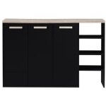 Meuble  chaussures 3 portes et 3 niches - noir et naturel clair - skaido