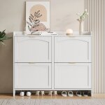 Meuble � chaussures avec 4 compartiments inclinables, range - chaussures pour entr�e et couloir, armoire ...