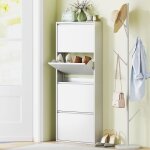 Meuble � chaussures avec 4 portes, meuble chaussures d'entr�e, peut contenir 8 paires de chaussures, ...