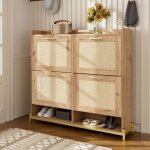 Meuble � chaussures avec 4 portes et �tag�re sup�rieure, marron