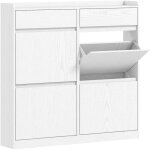 Homcom - meuble � chaussures 4 tiroirs rabattables 2 tiroirs coulissants dim. 98 x 19 x 95 cm blanc