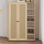 Meuble chaussure 4ft galano hansel - l 79. 6 x l 29. 9 x h 118. 8cm, pour salon - couleur marron