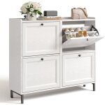 Meuble � chaussures bealife range - chaussures 4 casiers pour rangement 20 paires profondeur 24 cm blanc ...