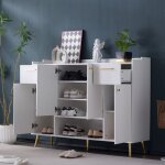 Wishdor - meuble à chaussures blanc laqué, meuble à chaussures avec 2 tiroirs et 4 portes, pieds en métal, ... Wishdor - meuble à chaussures blanc laqué, meuble à chaussures avec 2 tiroirs et 4 portes, pieds en métal, ...