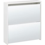 Beliani - meuble  chaussures cadre mdf 2 compartiments de rangement face avant miroir blanc midfield ...