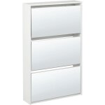 Beliani - meuble  chaussures cadre mdf 3 compartiments de rangement face avant miroir blanc midfield ...