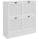 Homcom - meuble � chaussures design 2 portes persiennes - max. 16 paires - mdf blanc