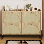 Meuble � chaussures, �tag�re � chaussures r�glable, avec 4 volets de rangement, structure m�tallique, ...