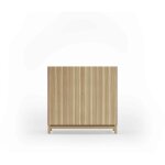 Meuble  chaussures, modle hanko, en mlamine couleur chne et portes aspect lattes