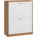 Meuble � chaussures - homcom - 12 paires - 2 tiroirs rabattables �tag�res r�glables - panneau de particules ...