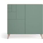 Herdasa, meuble � chaussures en m�lamine, mod�le moss, 87x90x27 cm, noyer clair - portes vert