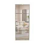 Meublorama - meuble � chaussures mexico ? 4 tiroirs avec miroirs ? coloris ch�ne sonoma ? rangement vertical ...