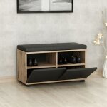 Toscohome - meuble  chaussures avec pouf en noyer et noir 80 cm - dragoshoe