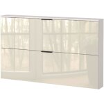 Meuble � chaussures vitr� 2 portes 140x19x85 cm �cru - velia