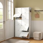 Woltu - meuble chaussure pour 40 paires, bo�te � chaussures empilable avec portes, 10 compartiments, ...