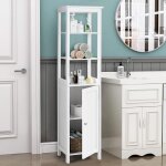 Meuble colonne de salle de bain, armoire de rangement haute avec 3 tagres, dispositif anti - basculement, ...