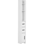 Meuble colonne de salle de bain armoire toilette haute avec �tag�res et placards - 15 x 17 x 120 cm blanc ...