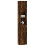 Meuble colonne de salle de bain klasiko 32cm - rangement �l�gant et fonctionnel - marron fum�