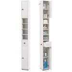 Costway meuble colonne salle de bain, meuble de rangement avec 2 placards  porte, 1 tiroir et 5 tagres ...