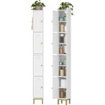 Meuble colonne salle de bain, colonne, rangement avec 4 portes, armoire de salle de bain, �tag�res r�glables, ...
