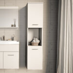 Meuble colonne de salle de bain suspendu krildihana 131 x 30 x 30 cm blanc argent [en. casa]