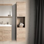 Meuble colonne de salle de bain suspendu krildihana 131 x 30 x 30 cm effet ch�ne argent [en. casa]