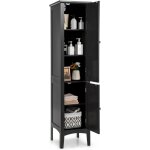 Meuble colonnne de salle de bain, meuble de rangement mince avec 5 �tag�res, dispositif anti - basculement, ...