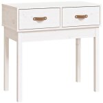 D�coshop26 - meuble console d'entr�e moderne avec tiroirs 76, 5 x 40 x 75 cm bois massif de pin blanc ...