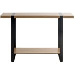 Meuble console, table console en bois coloris ch�ne et m�tal noir - longueur 120 x profondeur 30 x hauteur ...