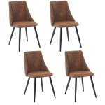Meubles cosy lot de 4 chaises de salle � manger vintage, tissu microfibre, marron, 52, 549, 583 cm