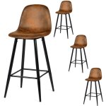 Meubles cosy lot de 4 tabouret de bar rétro vintage avec dossier et repose - pieds, sièges rembourrés, ... Meubles cosy lot de 4 tabouret de bar rétro vintage avec dossier et repose - pieds, sièges rembourrés, ...