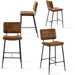 Meubles cosy - lot de 4 tabouret de bar r�tro vintage - si�ge rembourr�s de 75 cm de haut - chaises hautes ...