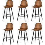 Lot de 6 tabouret de bar r�tro vintage avec dossier et repose - pieds, si�ges rembourr�s, style industriel, ...