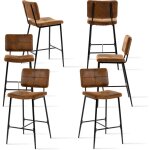 Lot de 6 tabouret de bar rétro vintage - siège rembourrés de 75 cm de haut - chaises hautes en suédine ... Lot de 6 tabouret de bar rétro vintage - siège rembourrés de 75 cm de haut - chaises hautes en suédine ...