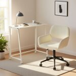 Meubles cosy ensemble table et chaises : chaise beige (hauteur réglable, pivotante) + table pliante blanche ... Meubles cosy ensemble table et chaises : chaise beige (hauteur réglable, pivotante) + table pliante blanche ...