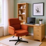 Meubles cosy fauteuil de bureau ergonomique en velours c�tel� rouge, r�glable en hauteur, pivotant � ...