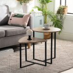 Table basse ronde et triangulaire, lot de 2, table d'appoint, table d'appoint de canap�, style contemporain, ...