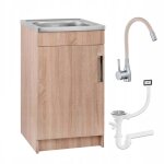 Meuble de cuisine 50 cm - chne sonoma - pratique et lgant - avec vier et robinet