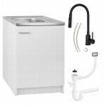 Meuble de cuisine 60x60 - blanc - avec vier et robinet noir flexible - gain de place