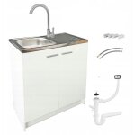 Stamar - meuble de cuisine - 80 cm - blanc - avec �vier et robinet chrom� - design �l�gant et pratique ...