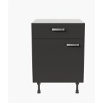 Meuble de cuisine bas - 1 porte + 1 tiroir - 60 cm - noir