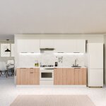 Meuble de cuisine - bloc - tiroirs moderne avec plan de travail mdf 30 mm, poign�es aluminium noir, charni�res ...