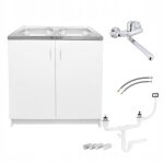 Meuble de cuisine - �vier 2 bacs 80 x 50 - blanc - design �l�gant - fabriqu� en pologne