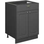 Meuble cuisine fame - line, anthrazit - gold landhaus, 60cm avec tiroir, pt marbre, vicco