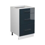 Meuble cuisine fame - line, bleu fonc brillant, 50 cm sans plan de travail, vicco