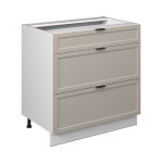 Meuble cuisine fame - line, grisbeige, 80 cm avec 3 tiroirs, pt ch�ne, vicco